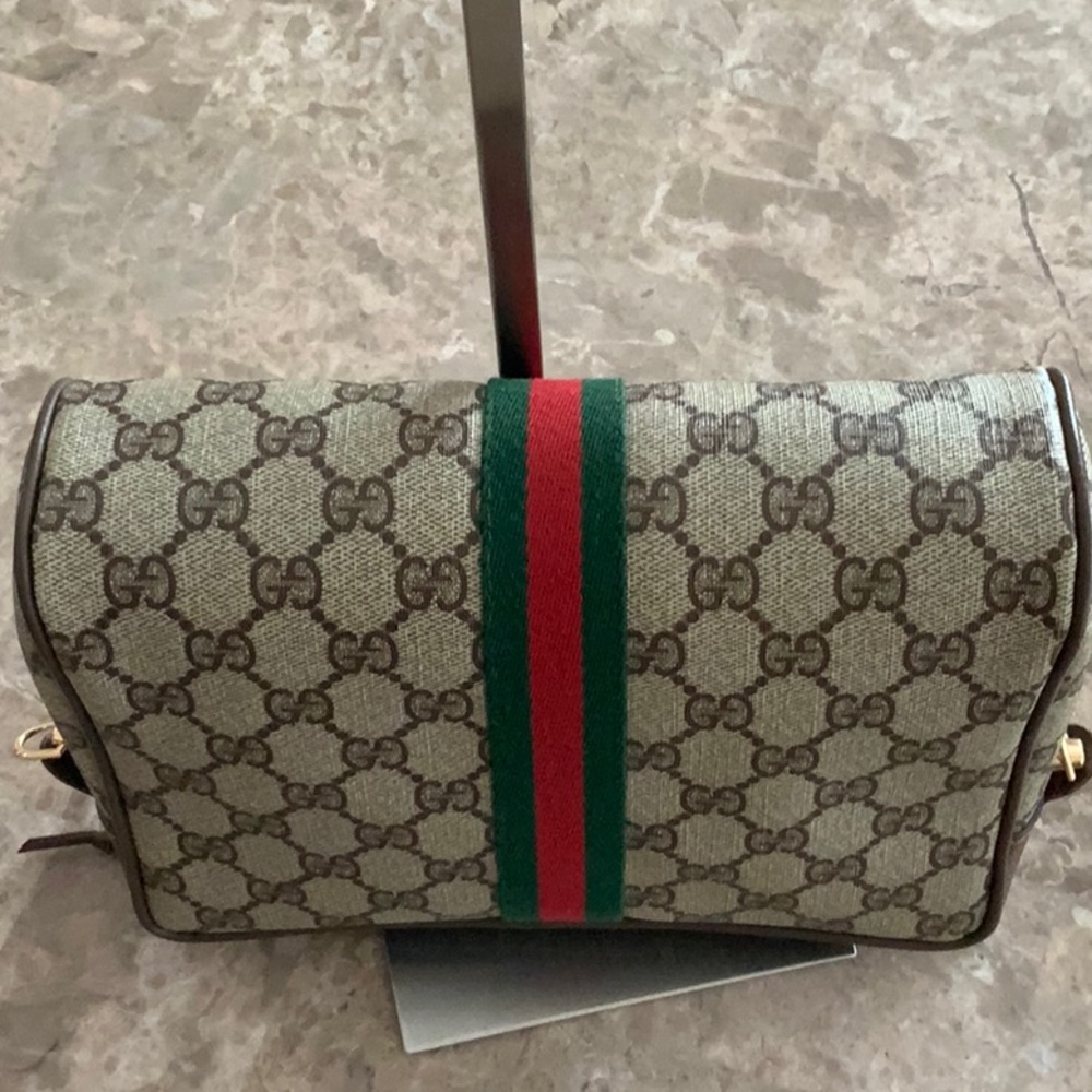 Gucci Cream and Brown Messenger Bag with GG Monogram - Picture 5 of 16